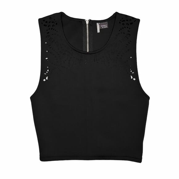 UO Cut Out Neoprene Bodycon Full Back Zip Tank Vest Crop Top, Size XS (EUC) - Picture 3 of 5